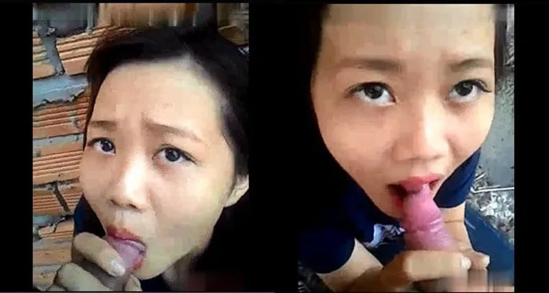 Người yêu bú dương vật ở vườn sau nhà